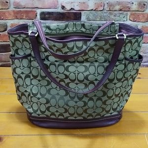 Coach plum trimmed tote